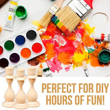 Handmade Wooden Candle Holder Set of 3 - DIY Unfinished Wood Crafts | Natural Wood Pillar Candle Holders 5.5" Tall AEVVV