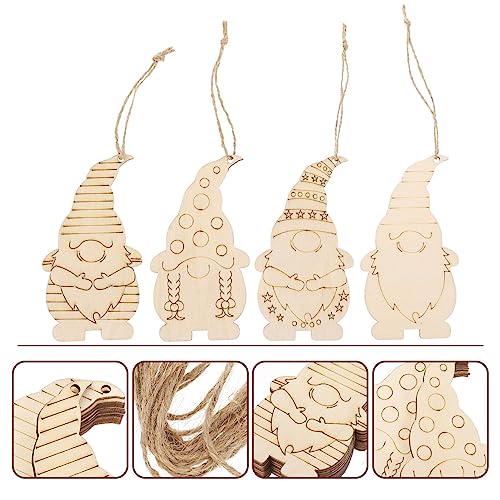 Wood Planks 40pcs Wooden Blank Elf Gnome Slice Unfinished Gnome Slices Hanging Elf Gnome Cutouts for Christmas Home Wall Decoration Gnome Wooden MAGICLULU