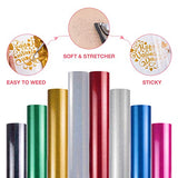 HTVRONT Gold Glitter HTV Vinyl Roll-12 x 15FT Gold Glitter Heat Transfer Vinyl for Shirts, Glitter Iron on Vinyl for All Cutter Machine，Easy to Cut HTVRONT