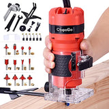 Compact Router Tool, 800W Wood Palm Router Tool for Woodworking, Hand Wood Trimmer Wood Router with 12PCS 1/4" Router Bits CtopoGo