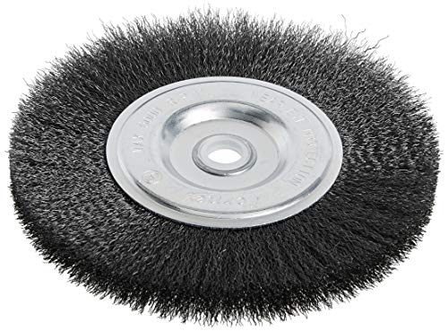 Forney 72747 Wire Bench Wheel Brush, Fine Crimped with 1/2-Inch and 5/8-Inch Arbor, 6-Inch-by-.008-Inch Forney