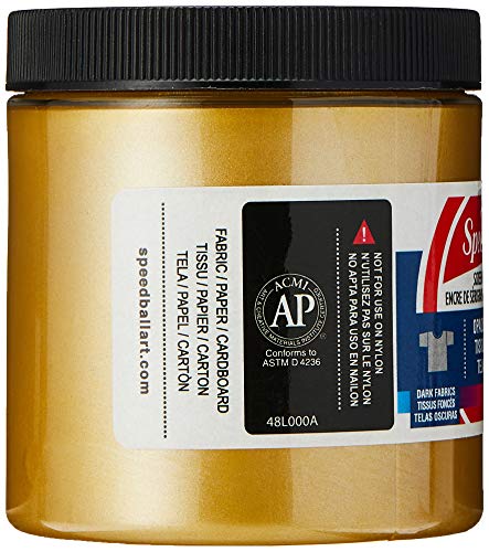 Opaque Fabric Screen Printing Ink Colour: Gold, Size: 8 oz Speedball