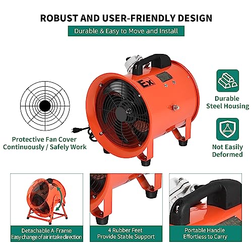 YITAHOME Explosion Proof Exhaust Fan 12 Inch, Utility Blower Extractor Fan with Detachable A-frame Angle Adjustable, Portable Ventilation Fan with - WoodArtSupply