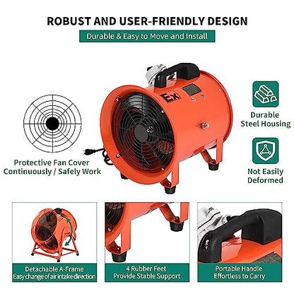 YITAHOME Explosion Proof Exhaust Fan 12 Inch, Utility Blower Extractor Fan with Detachable A-frame Angle Adjustable, Portable Ventilation Fan with - WoodArtSupply