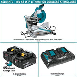Makita XSL04PTU 18V X2 LXT Lithium-Ion (36V) Brushless Cordless 10" Dual-Bevel Sliding Compound Miter Saw Kit, Aws & Laser (5.0Ah) Makita
