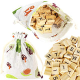 PINOWU 200pcs Wooden Letter Tiles for Scrabble Crossword Game Wood Scrabble Letters Replacement for DIY Craft Gift Decoration Scrapbooking and Making PINOWU