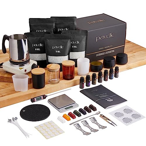 pavelle Candle Making Kit. Complete Beginners DIY Gift Set for Kids & Adults with Natural Soy Wax, Oil Fragrances, Wax Dye, Electronic Hot Plate - WoodArtSupply