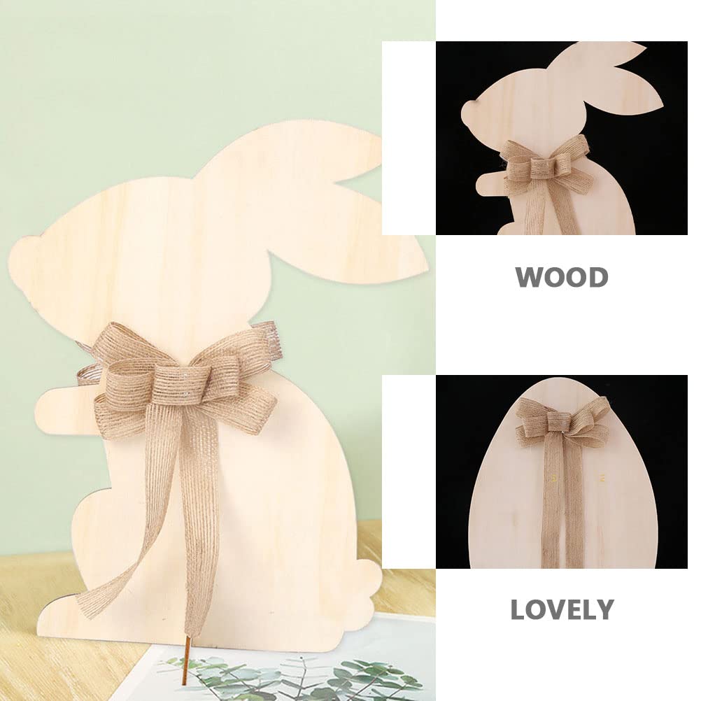 EXCEART 2 Sets Easter Decorations Wooden Bunny Cutout Easter Bunny Wood Cutout Wood Easter Tags Easter Wood Sign Easter Bunny Sign Wooden Bunny Sign
