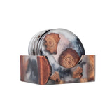 DIYOMR Set of 6 Wood Coasters with Holder, Resin Epoxy Coaster for Drinks, Cool Coaster Art for Home Office Coffee Bar Table Protection Decor (6 DIYOMR