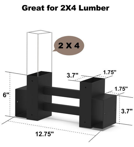 Fiwithy Outdoor Firewood Rack Bracket Kit with 4 Support Bars for Fire Wood Pile Storage, Heavy Duty DIY Fireplace Log Stacking Stand Holder for 2x4 Fiwithy