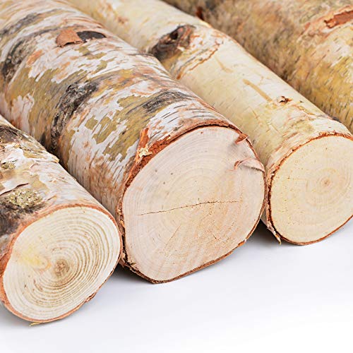 6 Pack Large Birch Logs for Fireplace Unfinished Wood Crafts DIY Home Decorative Burning(Logs:2.4"-3.1" Dia. x 16" Long) Kingcraft