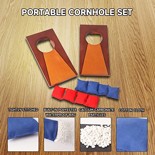 GSE Mini 10"x5" Tabletop Cornhole Toss Game Set with 8 Bean Bags, Wooden Desktop Cornhole Game Set for Travel, Office Desk. Mini Bean Bag Toss Game GSE Games & Sports Expert