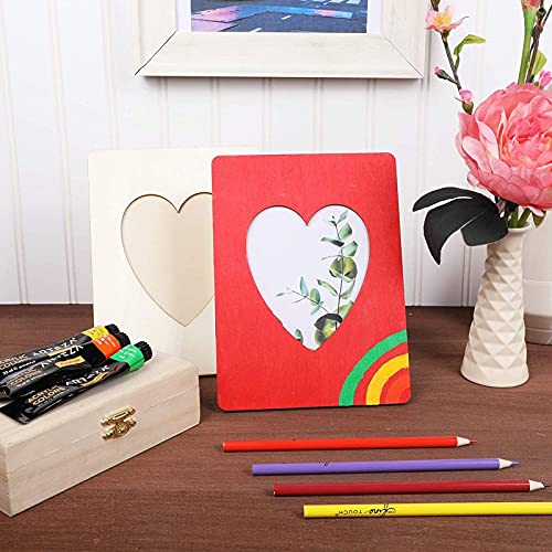 Heart Shaped Unfinished Wood Picture Frames for 4 x 6 Photos (5.9 x 7.9 In, 4 Pack) Bright Creations