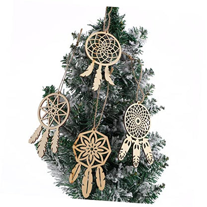 COHEALI 40pcs Wooden Dreamcatcher Arts and Crafts for Kids Dreamcatcher Kit Wood Crafts for Kids DIY Kits Wooden Hanging Ornaments Kit Unfinished