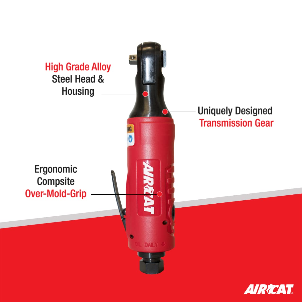 AIRCAT Pneumatic Tools 804: 1/4-Inch Ratchet 280 RPM, 30 ft-lbs Maximum Torque - WoodArtSupply