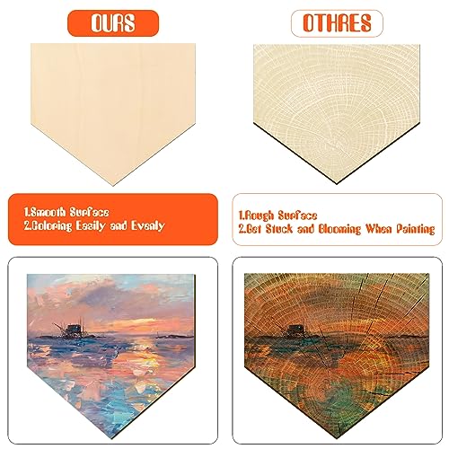 YLOLUL 3 Pcs Unfinished Wood for Crafts Wooden Home Plate Baseball Unfinished Wood Baseball Plaque Baseball Home Plate Softball Diamond Base - WoodArtSupply