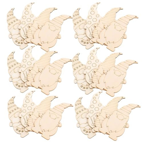 VOSAREA 40Pcs Christmas Gnome Wood Cutouts Unfinished Christmas Wooden Ornaments Xmas Tree Hanging Embellishments Crafts for DIY Arts Crafts Holiday VOSAREA