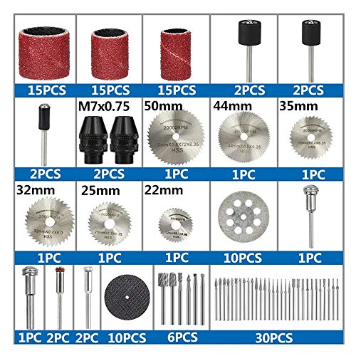 Mini Rotary Tool Accssory Set 121pcs HSS Circular Saw Blades Diamond Metal Wood Cutting Wheels Rotary File Cut off Polishing Sanding Cutting Kit Dreamcolor