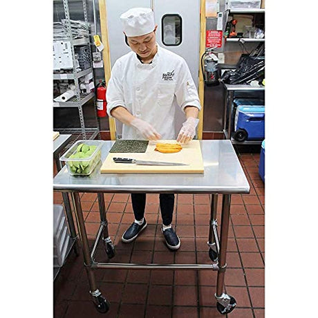 AmGood Stainless Steel Work Table Open Base & Wheels | Work Station | Metal Work Bench (Stainless Steel Work Table Open Base + Casters, 18" Long x AmGood