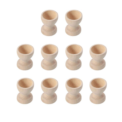 MAGICLULU 10 PCS Wooden Egg Cup Holders Unfinished Wood Egg Stands for Crafts Easter Decor - WoodArtSupply