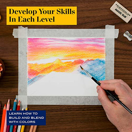 Prismacolor Technique Digital Art Lessons, Nature Drawing Set, Learn to Draw with Colored Pencils, Watercolor Pencils, Brush Markers, Sunset Prismacolor