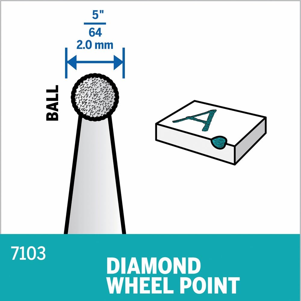 Dremel 7103 5/64" Inch Diamond Wheel Point, Rotary Tool Accessory - WoodArtSupply