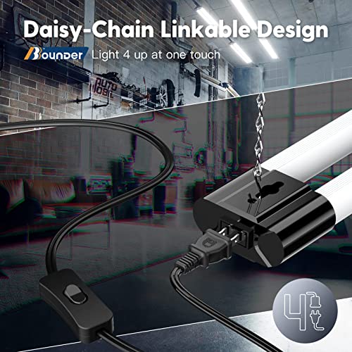 Bbounder 10 Pack Linkable LED Utility Shop Light, 4400 LM, 6500K Cool Daylight, 4 FT, 48 Inch Integrated Fixture for Garage, 40W Equivalent 250W, BBOUNDER