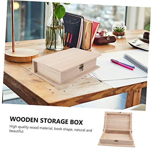 FUNOMOCYA 1pc Box Wooden Storage Box Unfinished Jewelry Case Paper Storage Organizer Trinket Storage Container Unfinished Wooden Treasure Chest FUNOMOCYA