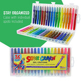 U.S. Art Supply Super Crayons Set of 36 Colors - Smooth Easy Glide Gel Crayons - Bright, Blendable and Washable US Art Supply