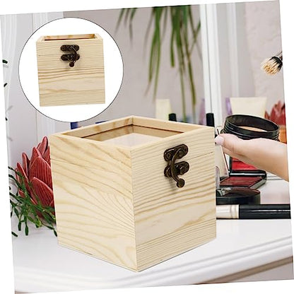 NOLITOY 3 pcs wooden box Glass flower pot stand flowers earrings handmade box mini containers tray decor souvenir mini glass box unfinished wooden