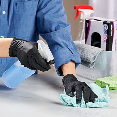 Care Plus Medical Exam Nitrile Gloves Medium Black, Latex Free Powder Free, Non Sterile Exam, Food Safe, Mechanic, 100 Count Care Plus