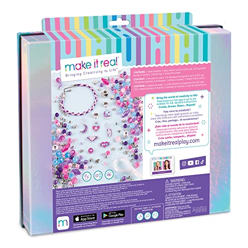 Make It Real - Crystal Dreams: Spellbinding Jewelry & Gems - DIY Charm Bracelet Making Kit - Friendship Bracelet Kit with Beads, Charms & Cord - Arts Make It Real