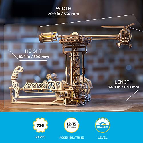 UGEARS 3D Puzzles for Adults Aviator Mechanical Models Wooden Puzzle Brain Teaser Idea DIY Puzzle Learning Toys for Kids Eco Friendly Woodcraft UGEARS