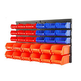 HORUSDY Wall Mounted Storage Bins Parts Rack 30PC Organizer Garage Plastic Shop Tool for Men's Gift, Blue,Orange,Red HORUSDY