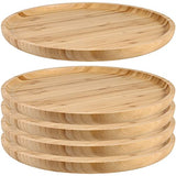 JOIKIT 5 Pack 10 Inch Bamboo Round Platter, 25cm Fine Polished Round Wood Plates Bamboo Serving Tray for Holding Fruit, Bread, Cheese, Nut, Coffee, JOIKIT