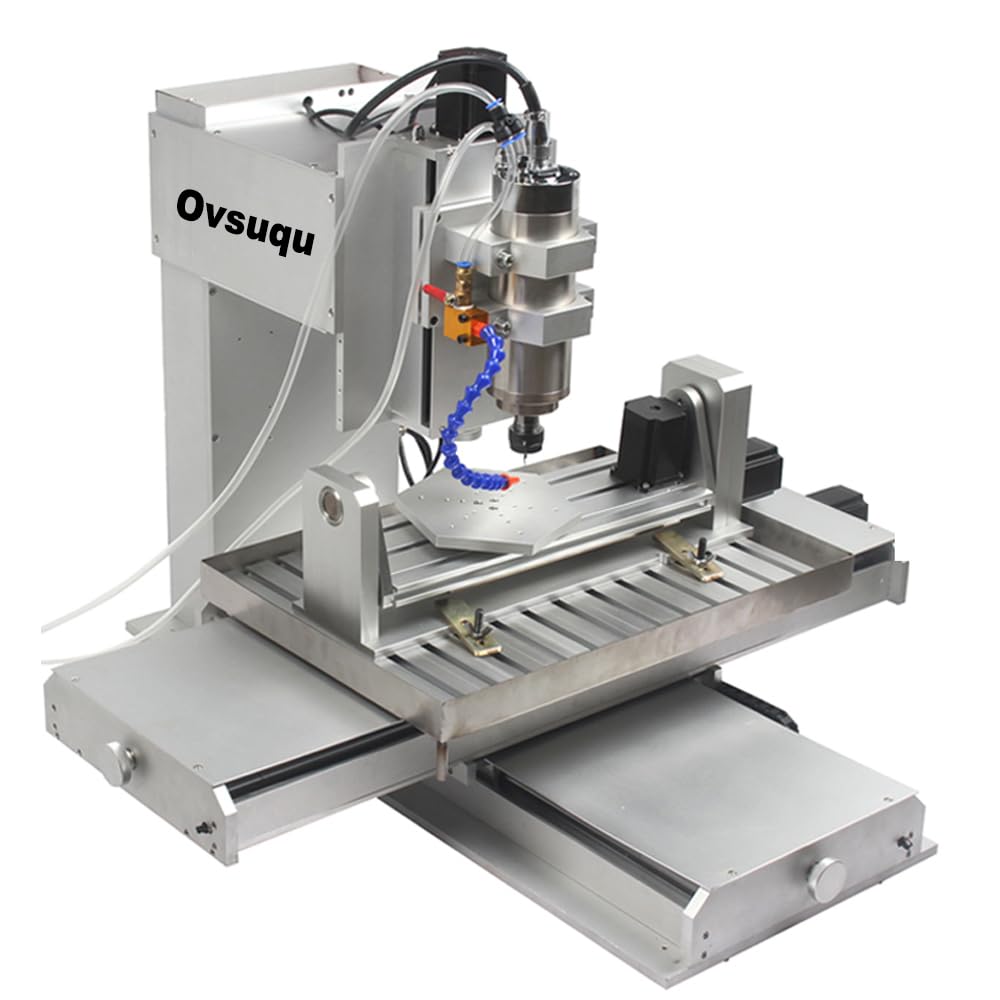 US STOCK Ovsuqu CNC 6040 5 axis CNC Router Engraving Machine 2200W Spindle water cooling Ball Screw CNC Pillar Type CNC Wood Aluminum Copper Metal - WoodArtSupply