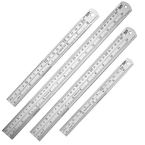 Ruler Metal Straight Edge Ruler Stainless Steel Ruler 6 Inch 8 Inch 12 Inch 16 Inch Ruler Set Rulers Bulk Set of 4 - WoodArtSupply