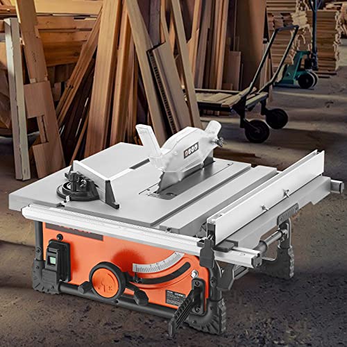 VEVOR Table Saw for Jobsite, 10-inch 15-Amp, 25-in Max Rip Capacity, Cutting Speed up to 4500RPM, 40T Blade, Portable Compact Tablesaw with Sliding VEVOR