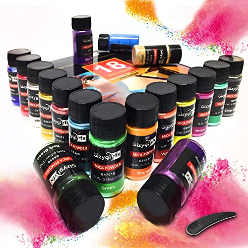 Epoxy Resin Dye-Mica Powder-18 Natural Powder Pigments-Soap Dye-Hand Soap Making Supplies-Eyeshadow and Lips Makeup Dye -Slime Pigment-Bath Bomb - WoodArtSupply