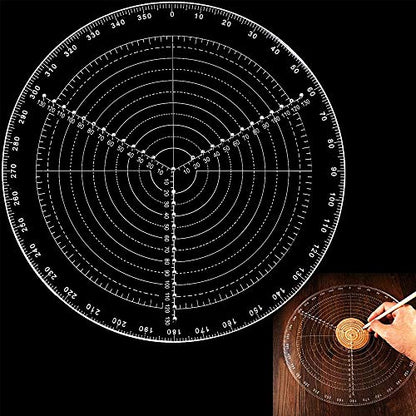 VISLONE Round Center Finder Compass Clear Acrylic Lathe Centering Tool Circle Gauge for Drawing Circles Wood Turning Lathe Work Tool Circles Diameter