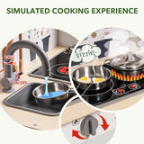 ROBOTIME Play Kitchen Set for Kids Toddlers, Wooden Kids Play Kitchen Playset with Real Lights & Sounds, Pretend Toddler Kitchen Gift for Girls Boys ROBOTIME