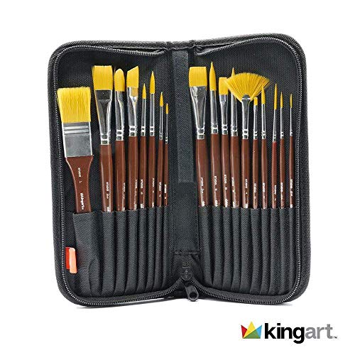 KINGART Fine Art Brush Set + Case - Set Of 18 - WoodArtSupply