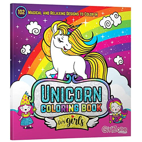 GirlZone Unicorn Coloring Book, Arts and Crafts Book with Magical Unicorn Designs for Children, Fun Unicorn Book for Kids and Awesome Gift Idea GirlZone