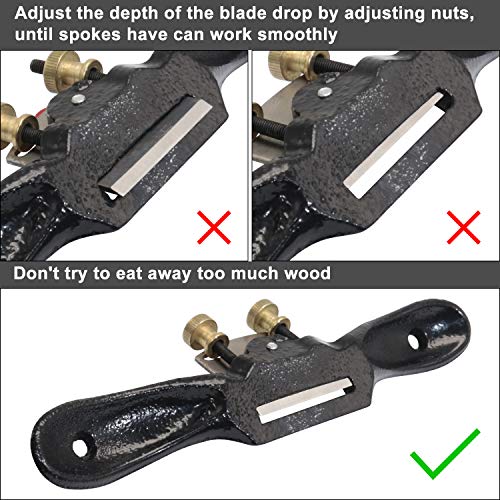 KOOTANS 2pcs 9" 10" Adjustable Spokeshave, with Replacement Blades and 4-Way Rasp File, Manual Planer with Flat Base, Perfect for Planing Trimming, KOOTANS