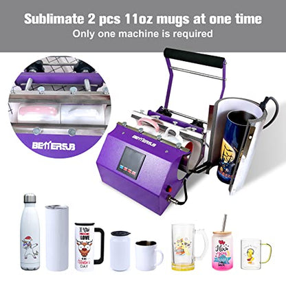 BetterSub Tumbler Mug Heat Press Machine 30 OZ 20 OZ 16 OZ Sublimation Straight Skinny Tumbler Mug Sublimation Print 11 OZ 15 OZ Sublimation Mug Heat - WoodArtSupply