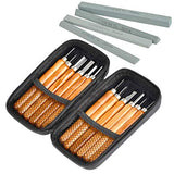 TIMESETL 17Pack Small Wood Carving Set, 12pcs Wood Carving Tools SK2 Carbon Steel + 4pcs Whetstone + 1pcs Storage Case for Beginners DIY Woodworking TIMESETL