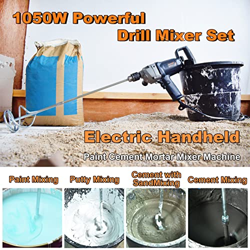 MAXXT Drill Mixer Set with Spade Handle 1/2 inch Electric Corded Mixing Drill Machine 9A Motor Concrete Mud Mixer MAXXT