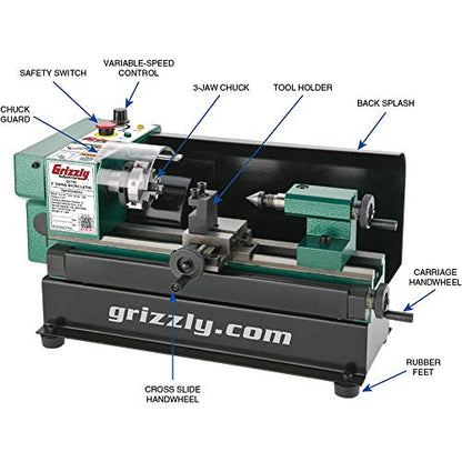 Grizzly Industrial G0745-4" x 6" Micro Metal Lathe - WoodArtSupply