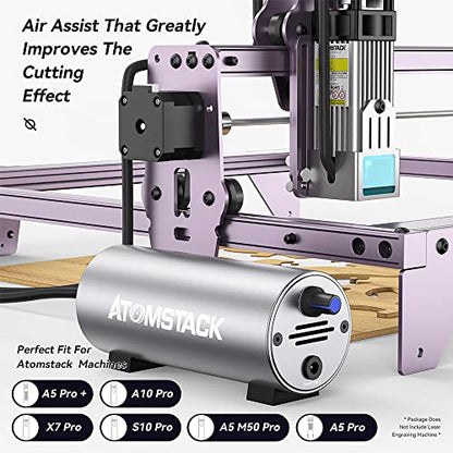 ATOMSTACK F30 Air Assist, Laser Engraver Machine Air Assist Pump with 2M Tube for ATOMSTACK X7 PRO/S10 PRO/A10 PRO,Remove Smoke Dust, Cleaner Cutting