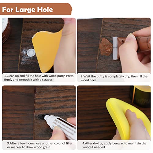 DEWEL Wood Furniture Repair Kit, New Upgrade Wood Fillers, Furniture Touch Up Markers, Wax Sticks, Wood Putty with Beeswax for Cracks, Wood Hole, DEWEL